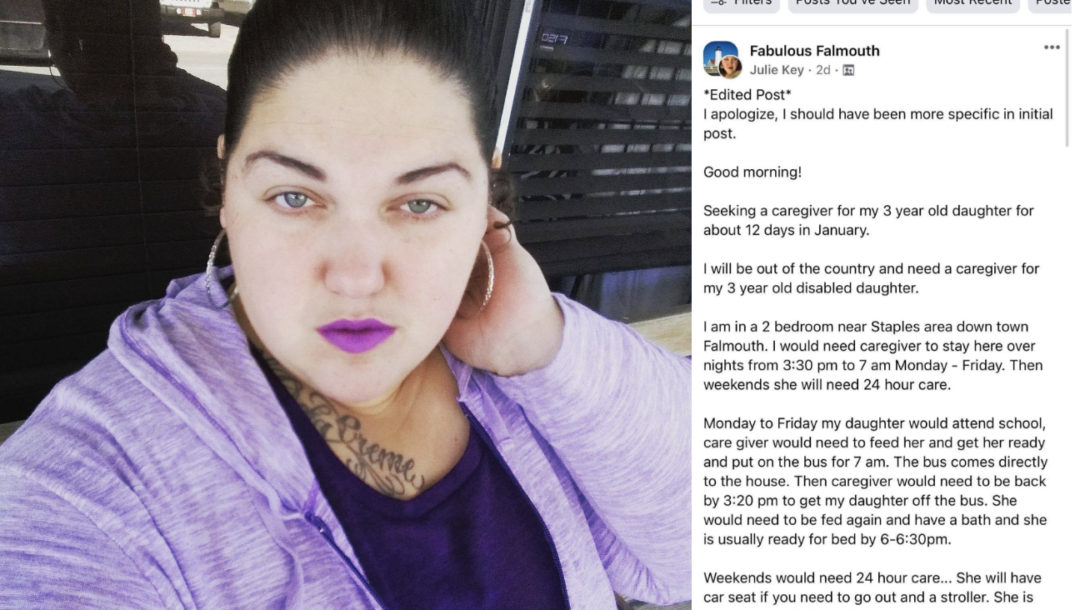 Falmouth Mom Seeks Stranger On Facebook To Watch Severely Special Needs Child For 12 Days While She Leaves The Country  - TB Daily News