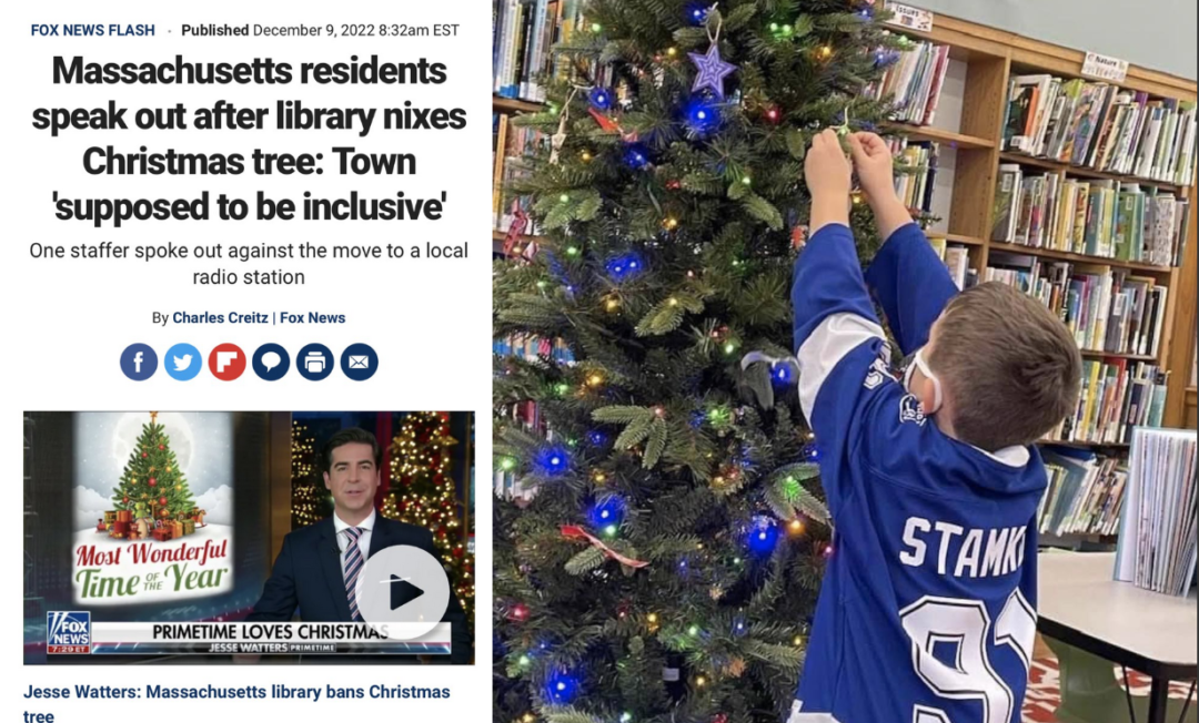 Dedham Library Shamed Into Putting Christmas Tree Back Up After Turtleboy Story Makes National News - TB Daily News