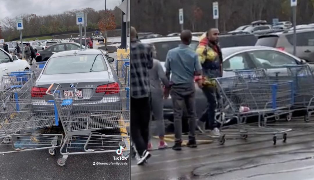 Man Who Illegally Parked BMW In Walmart Handicapped Spot Can't Believe North Attleboro Couponing Couple Blockaded Car With Shopping Carts - TB Daily News