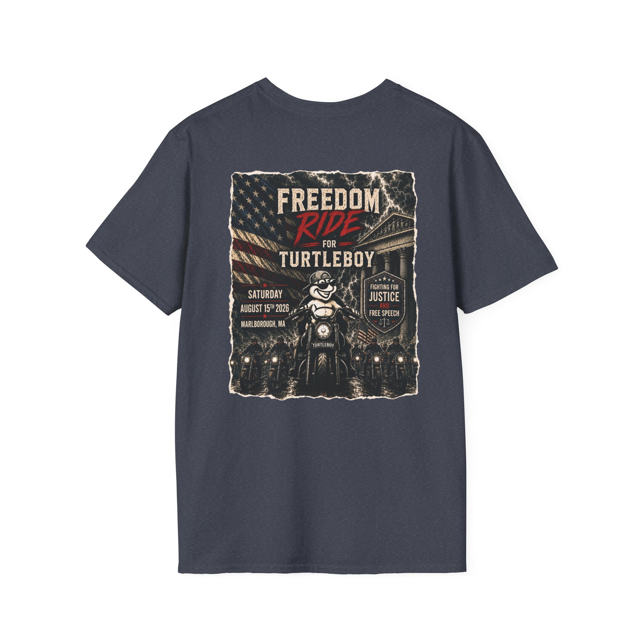 Freedom Ride for Turtleboy (Riders Wearing Gray) - Unisex Softstyle T-Shirt - Image 27
