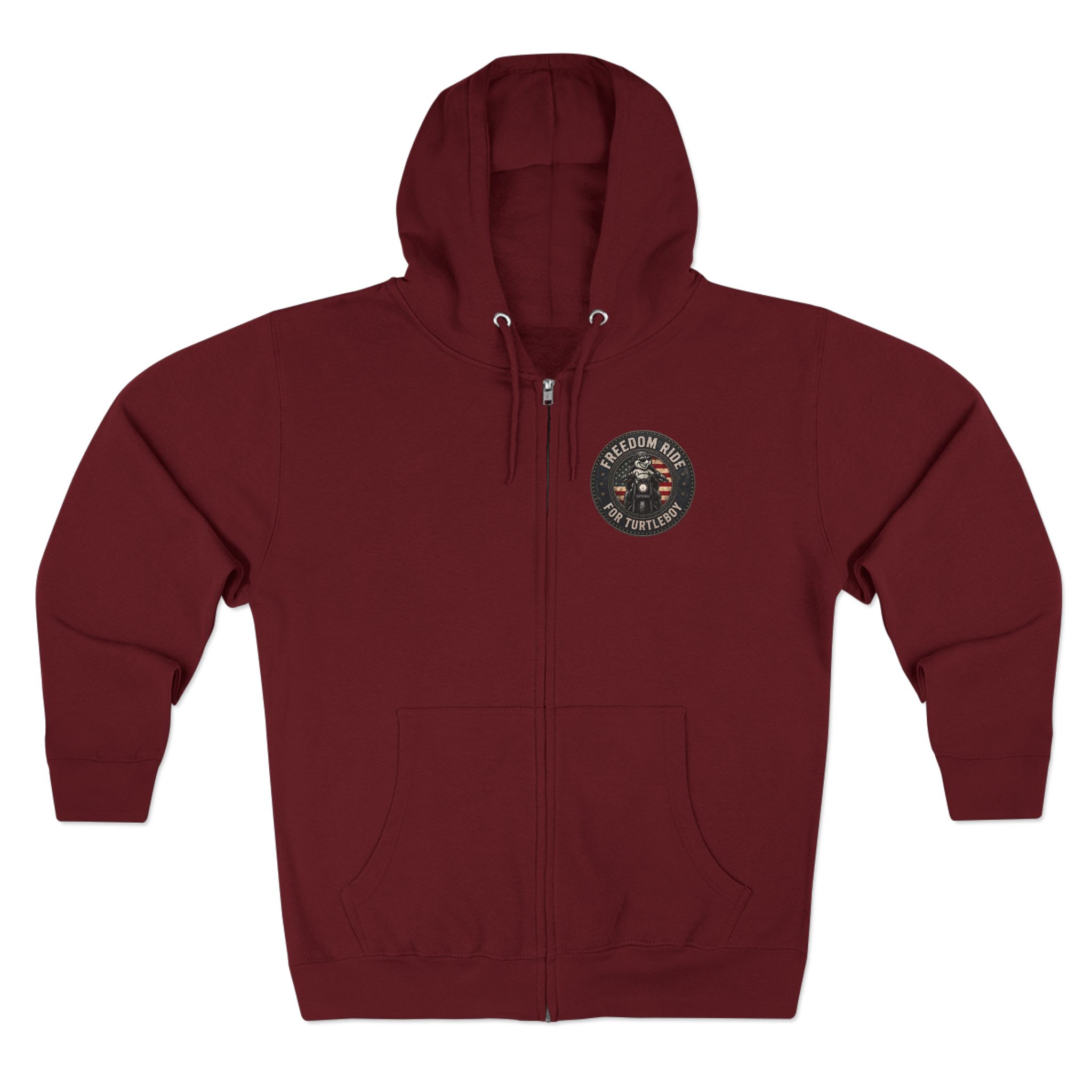 Freedom Ride for Turtleboy (Riders Wearing Gray) - Pocket and Back Design Unisex Zip Hoodie - Image 9