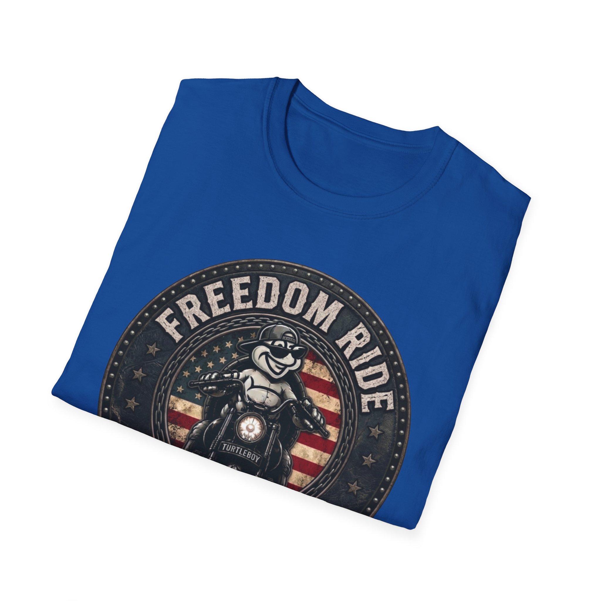 Freedom Ride for Turtleboy (Riders Wearing Gray) - Unisex Softstyle T-Shirt - Image 58