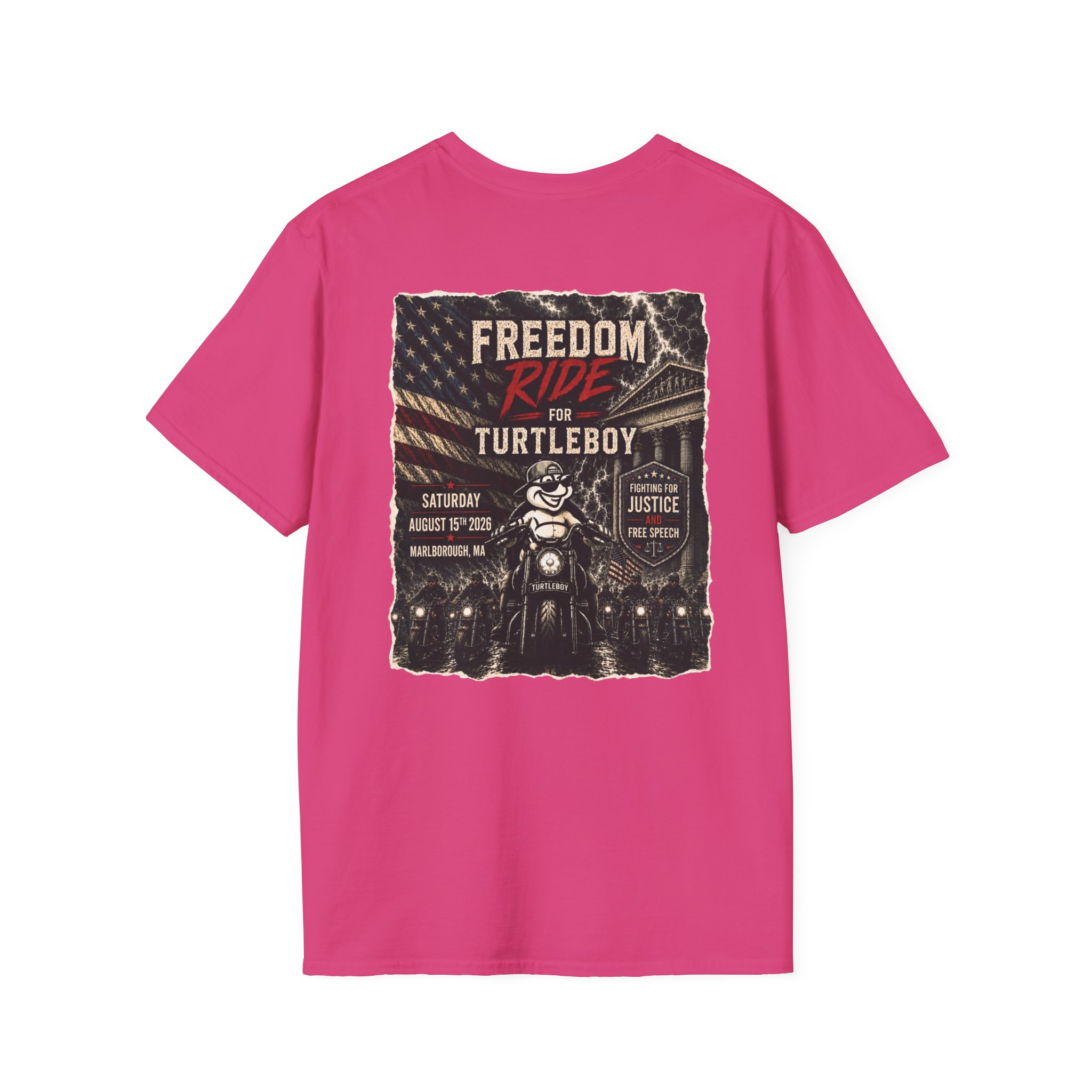 Freedom Ride for Turtleboy (Riders Wearing Gray) - Unisex Softstyle T-Shirt - Image 88