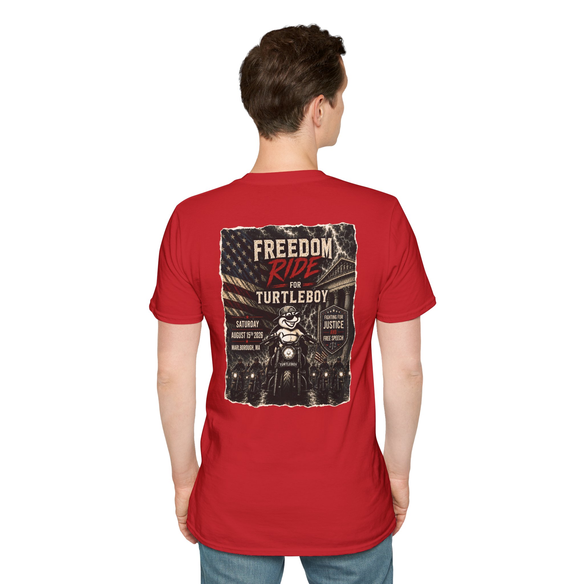 Freedom Ride for Turtleboy (Riders Wearing Gray) - Unisex Softstyle T-Shirt - Image 79