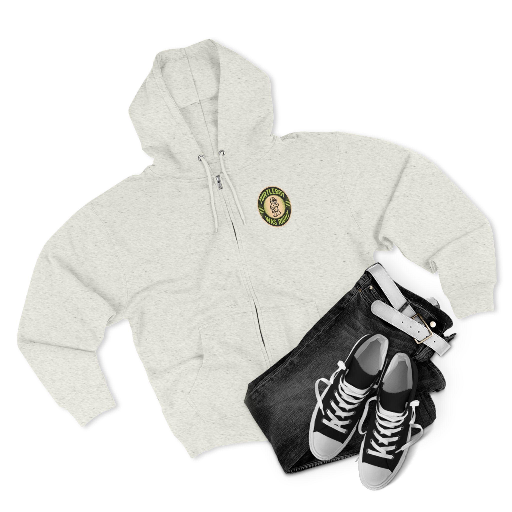 Turtleboy was Right Oval - Pocket and Back Design Unisex Zip Hoodie - Image 11
