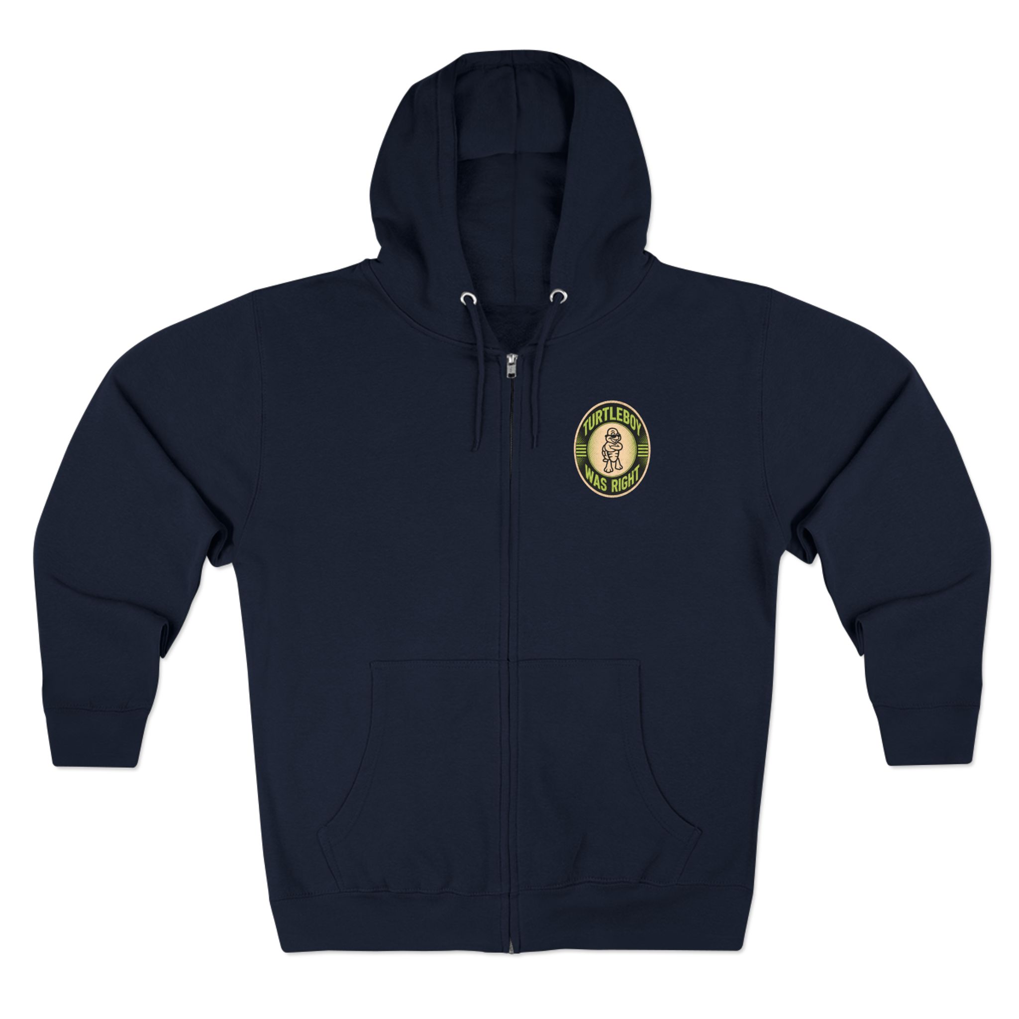Turtleboy was Right Oval - Pocket and Back Design Unisex Zip Hoodie