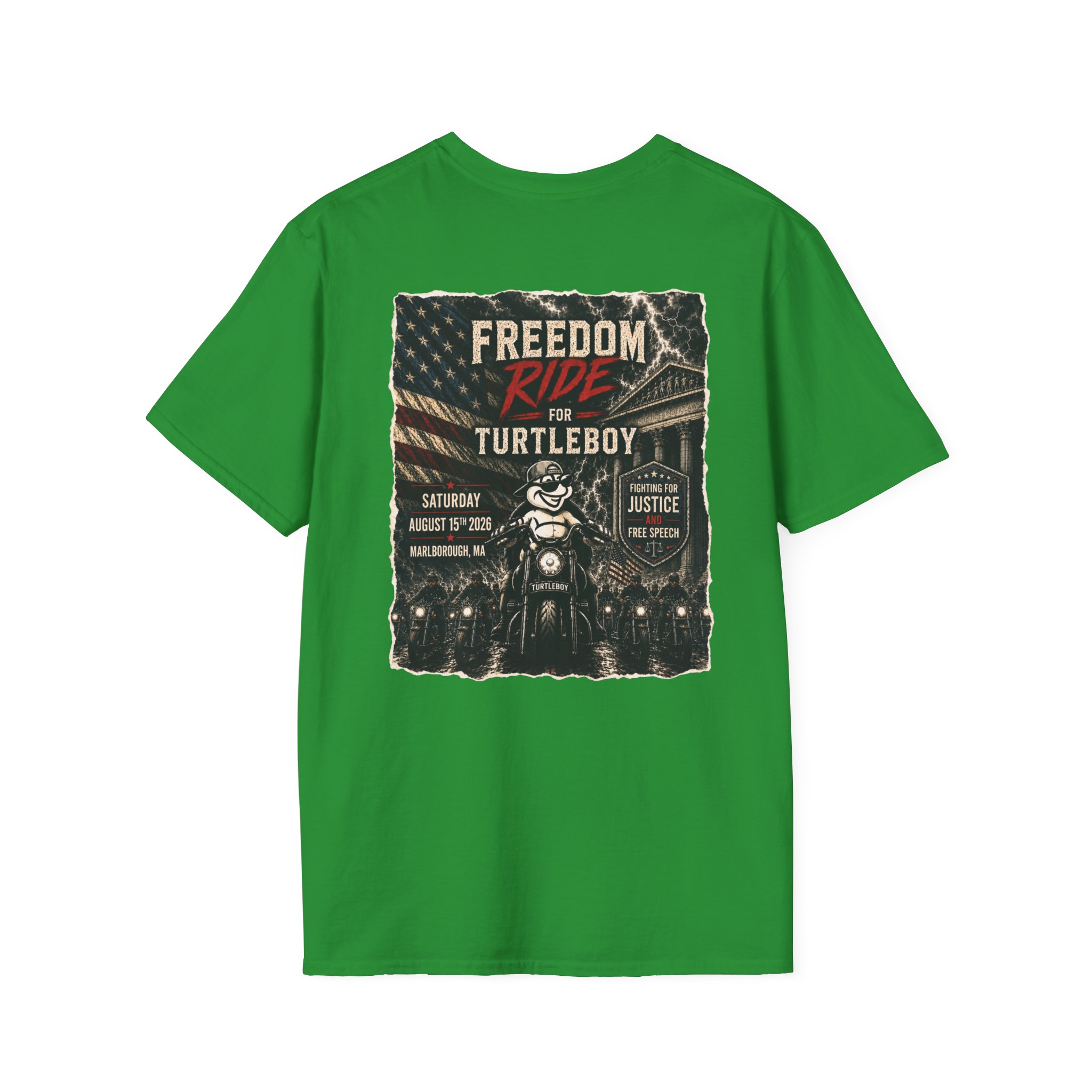 Freedom Ride for Turtleboy (Riders Wearing Gray) - Unisex Softstyle T-Shirt - Image 69