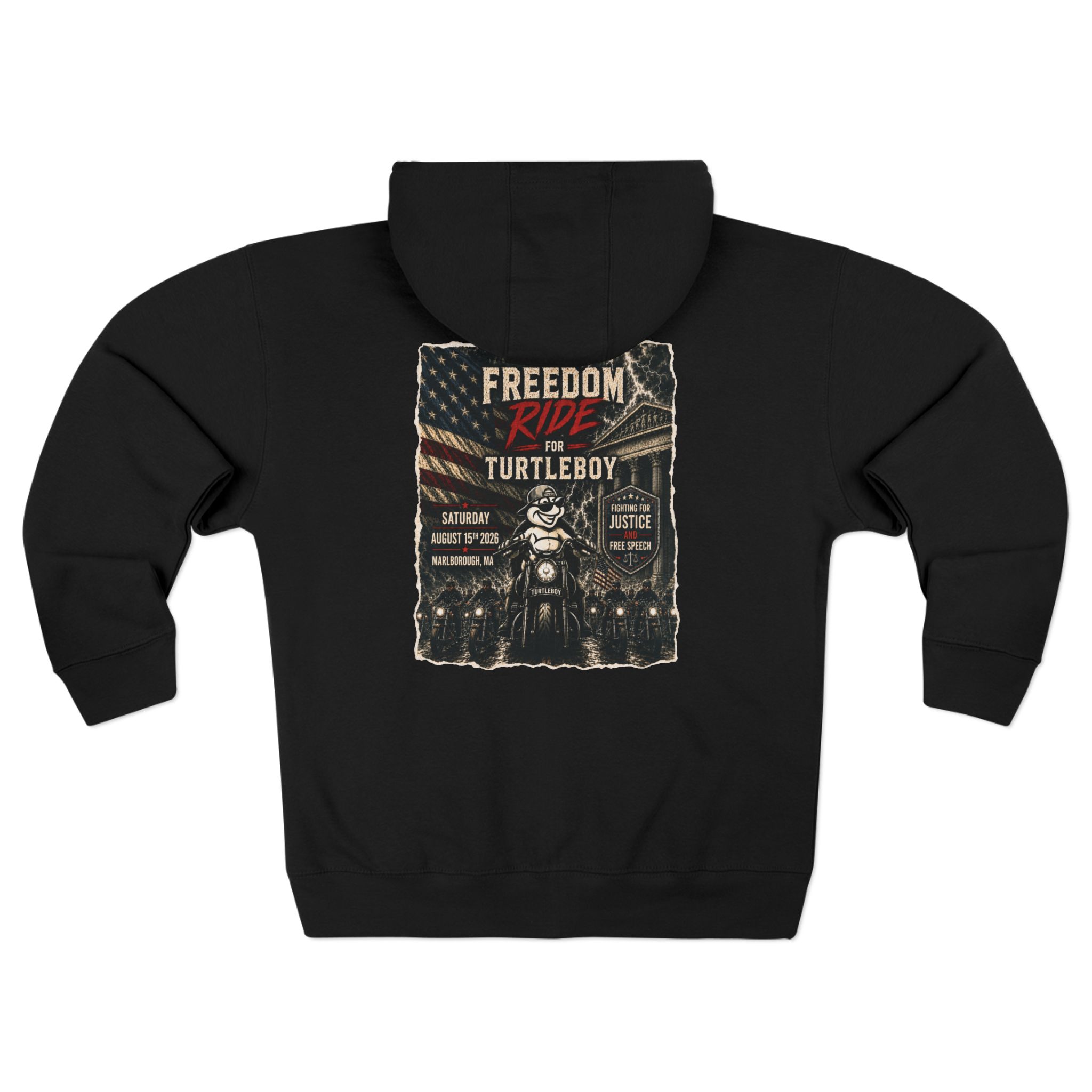 Freedom Ride for Turtleboy (Riders Wearing Gray) - Pocket and Back Design Unisex Zip Hoodie - Image 22