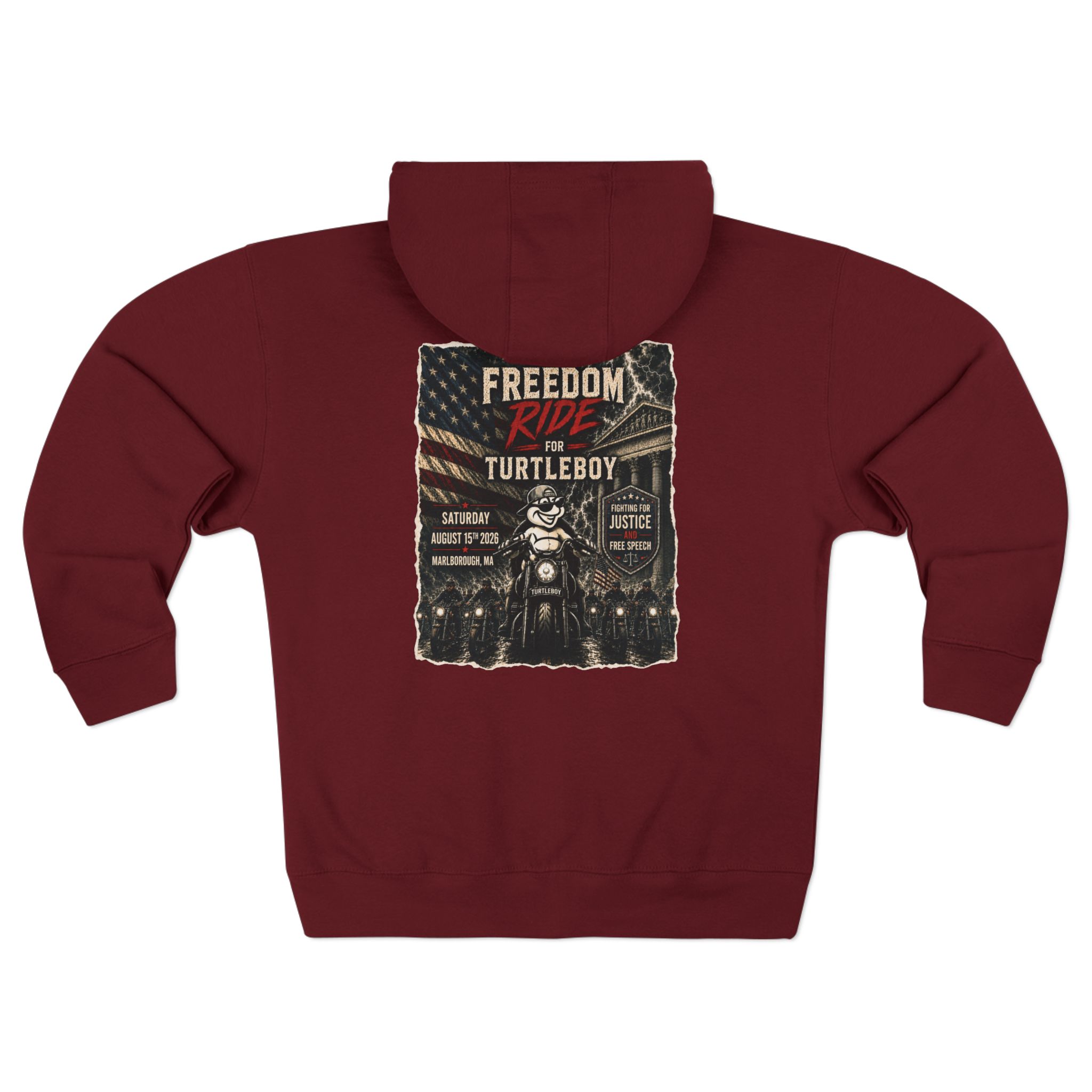 Freedom Ride for Turtleboy (Riders Wearing Gray) - Pocket and Back Design Unisex Zip Hoodie - Image 10