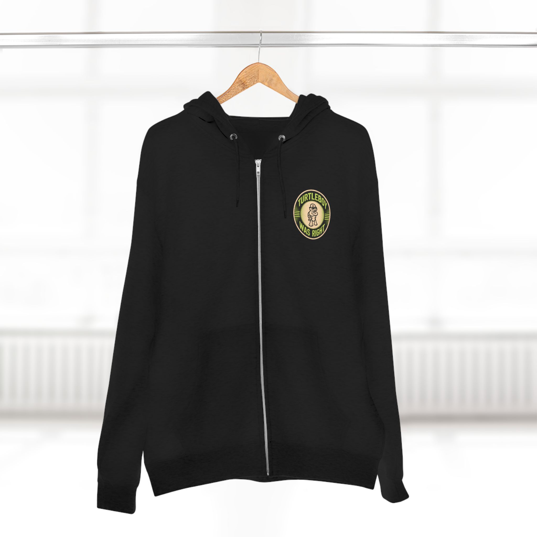 Turtleboy was Right Oval - Pocket and Back Design Unisex Zip Hoodie - Image 24