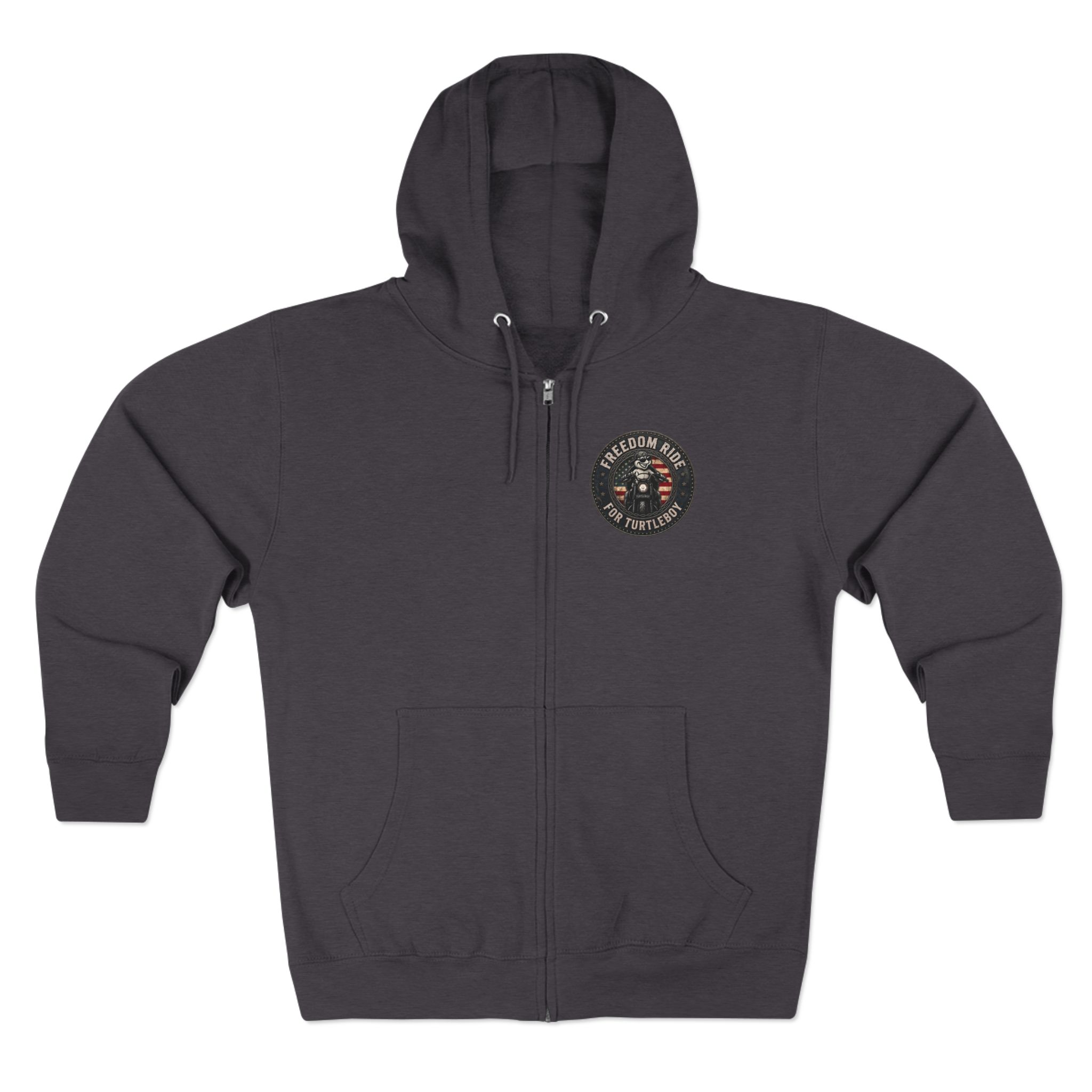 Freedom Ride for Turtleboy (Riders Wearing Gray) - Pocket and Back Design Unisex Zip Hoodie