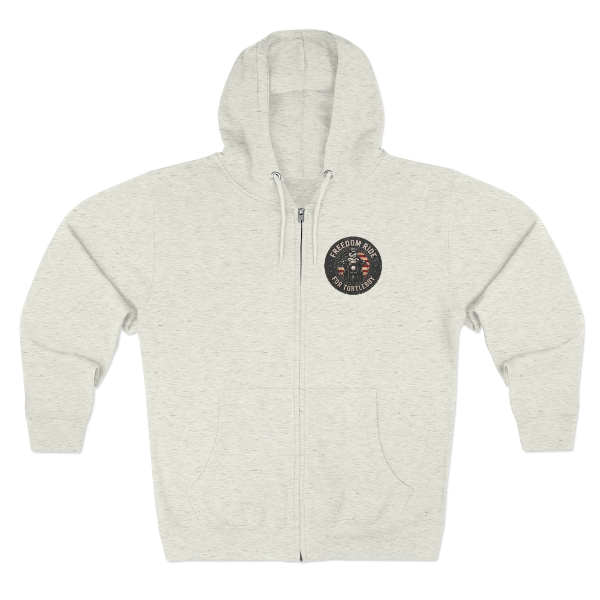 Freedom Ride for Turtleboy (Riders Wearing Gray) - Pocket and Back Design Unisex Zip Hoodie - Image 13