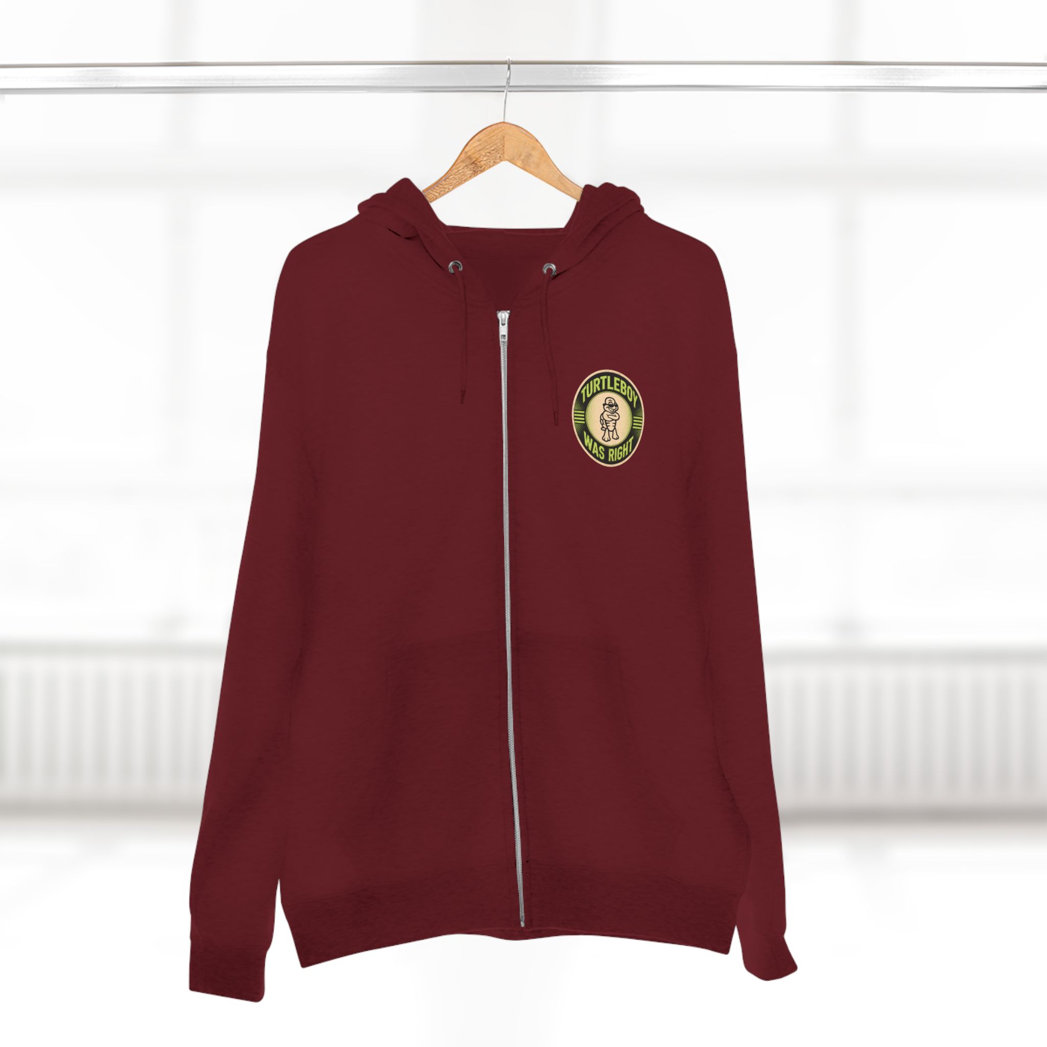 Turtleboy was Right Oval - Pocket and Back Design Unisex Zip Hoodie - Image 8