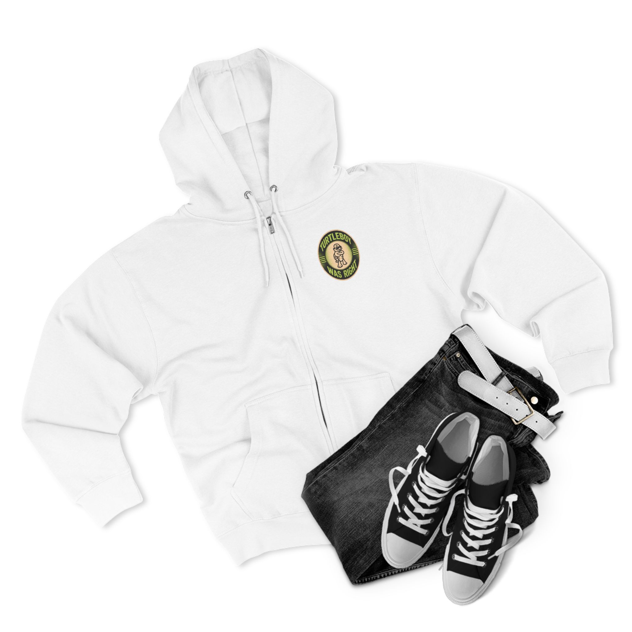 Turtleboy was Right Oval - Pocket and Back Design Unisex Zip Hoodie - Image 15