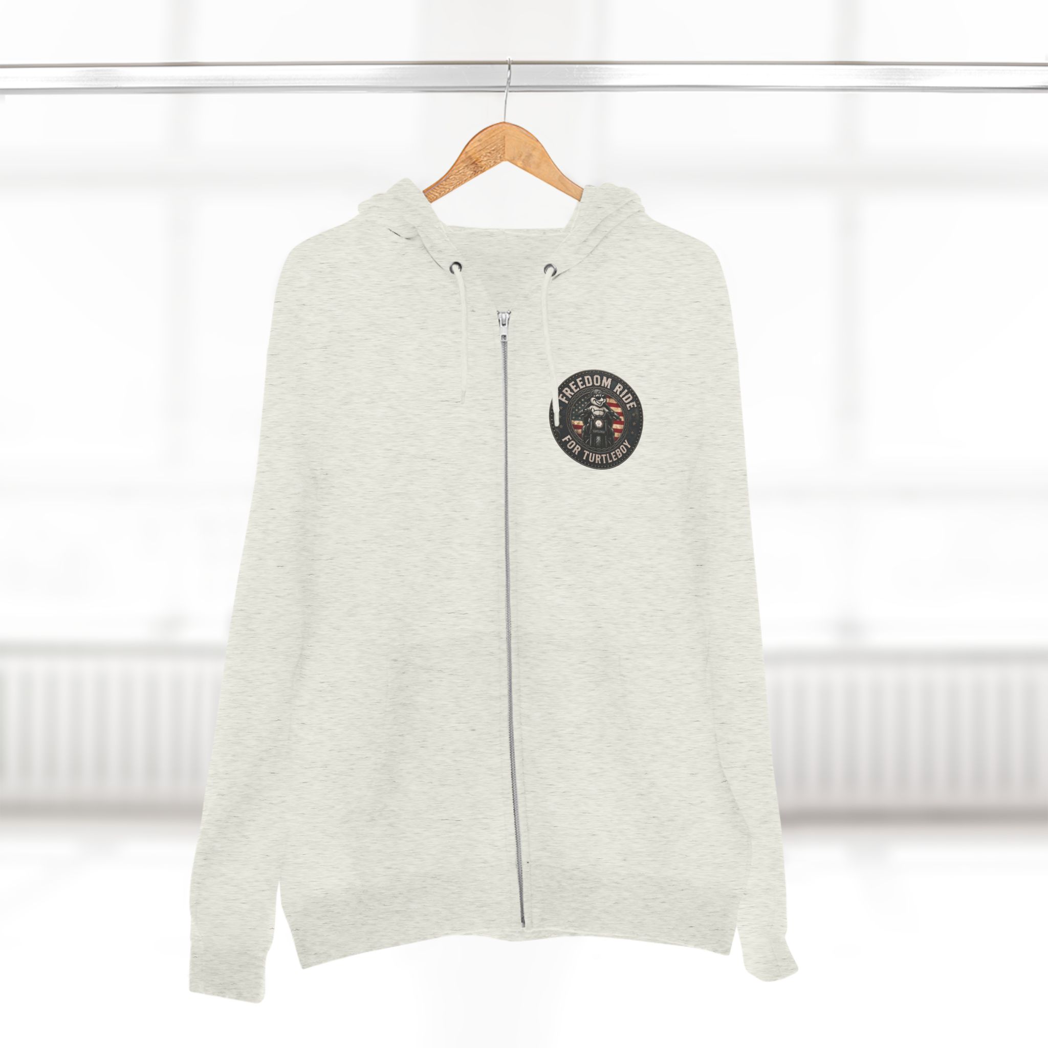 Freedom Ride for Turtleboy (Riders Wearing Gray) - Pocket and Back Design Unisex Zip Hoodie - Image 16