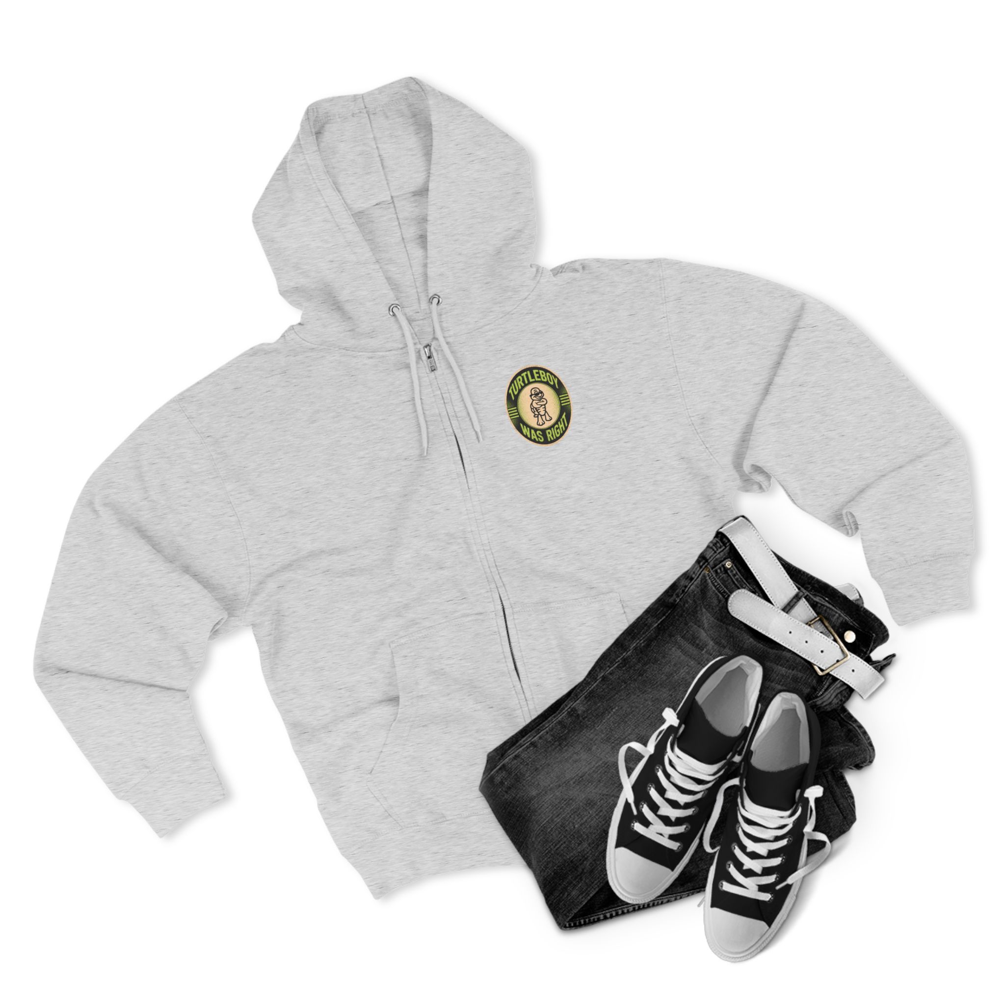 Turtleboy was Right Oval - Pocket and Back Design Unisex Zip Hoodie - Image 27