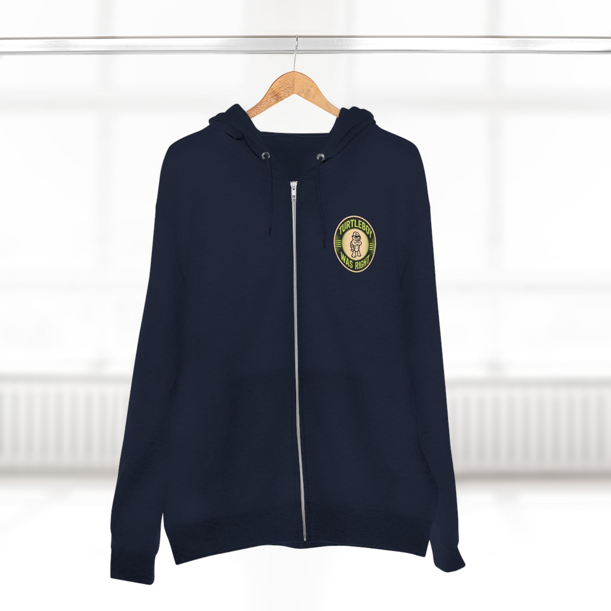 Turtleboy was Right Oval - Pocket and Back Design Unisex Zip Hoodie - Image 4