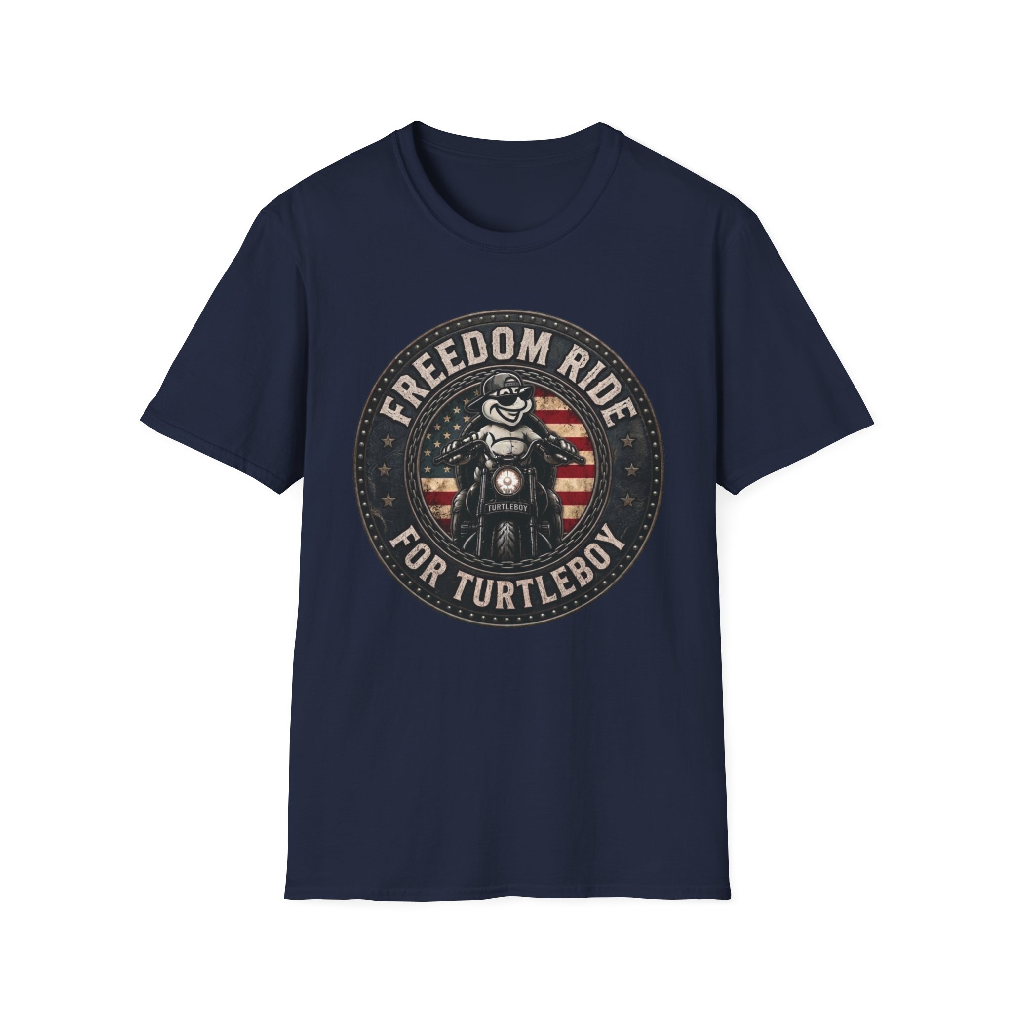 Freedom Ride for Turtleboy (Riders Wearing Gray) - Unisex Softstyle T-Shirt - Image 13