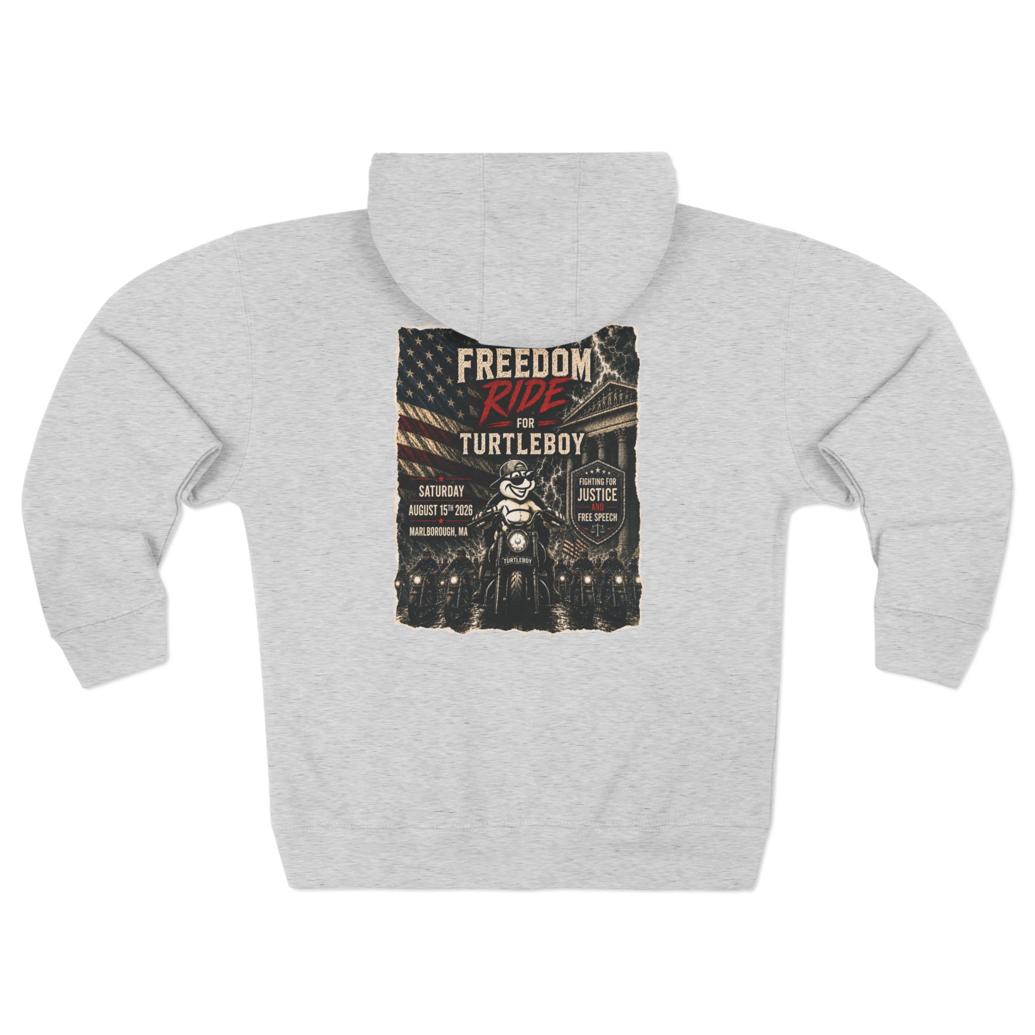 Freedom Ride for Turtleboy (Riders Wearing Gray) - Pocket and Back Design Unisex Zip Hoodie - Image 26