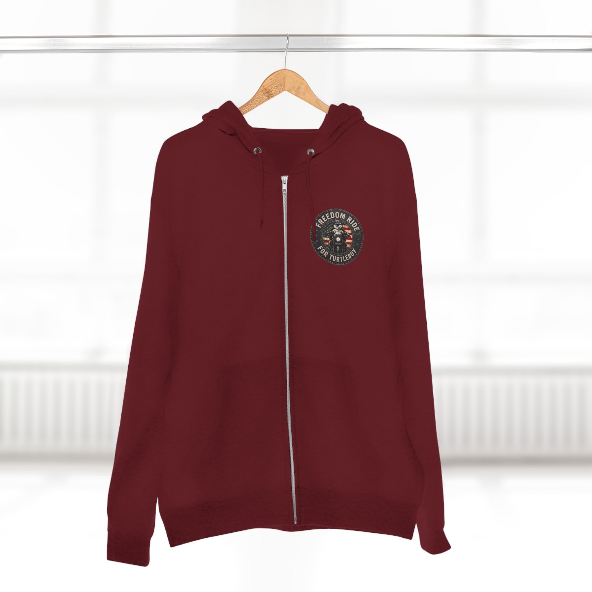 Freedom Ride for Turtleboy (Riders Wearing Gray) - Pocket and Back Design Unisex Zip Hoodie - Image 12