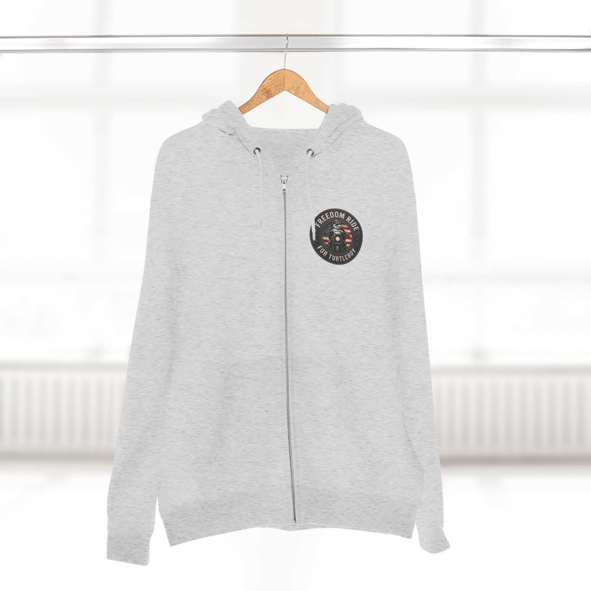 Freedom Ride for Turtleboy (Riders Wearing Gray) - Pocket and Back Design Unisex Zip Hoodie - Image 28