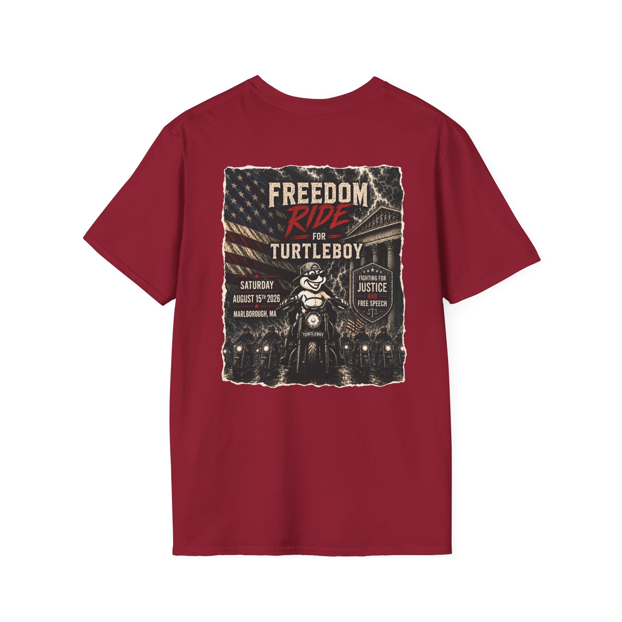 Freedom Ride for Turtleboy (Riders Wearing Gray) - Unisex Softstyle T-Shirt - Image 9