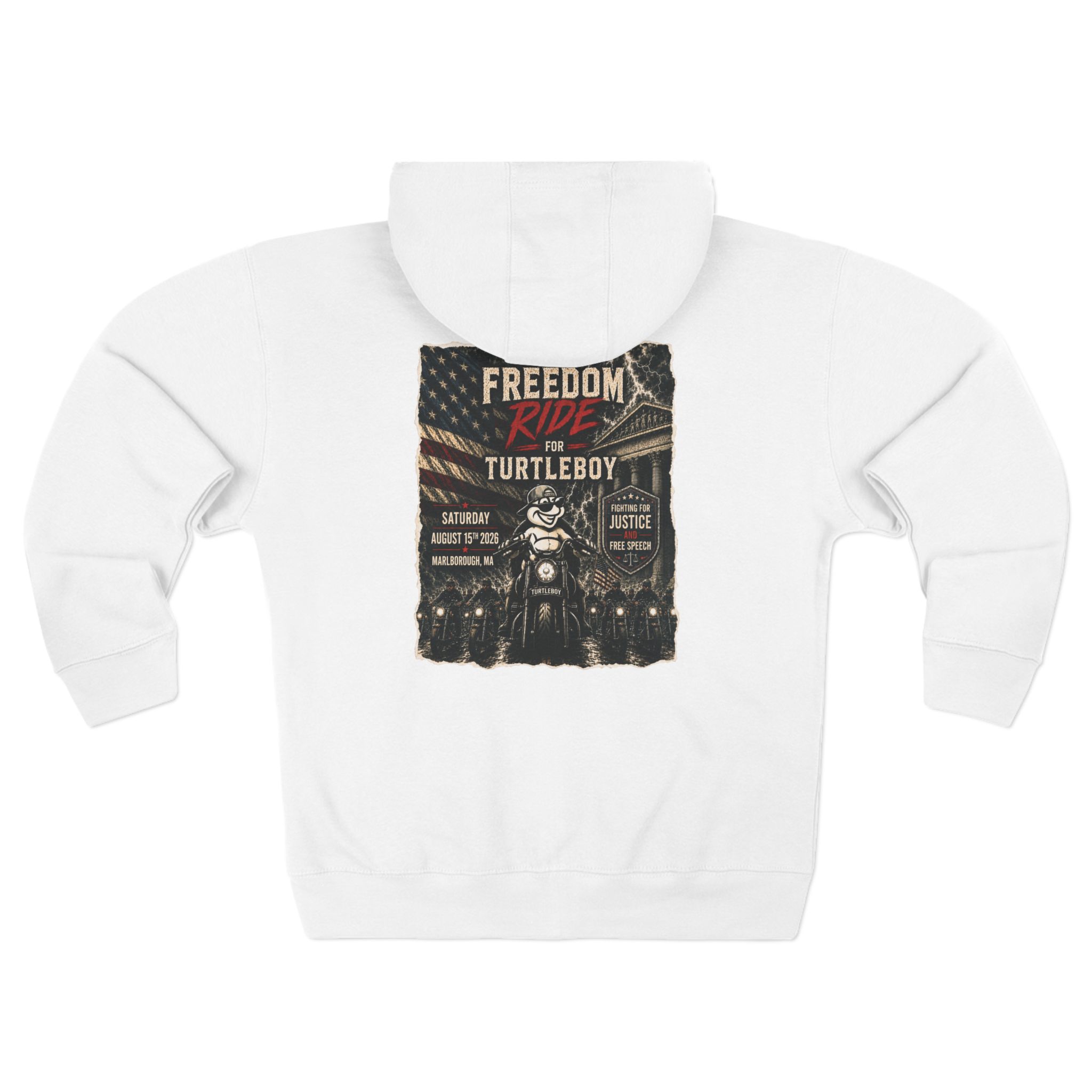 Freedom Ride for Turtleboy (Riders Wearing Gray) - Pocket and Back Design Unisex Zip Hoodie - Image 18