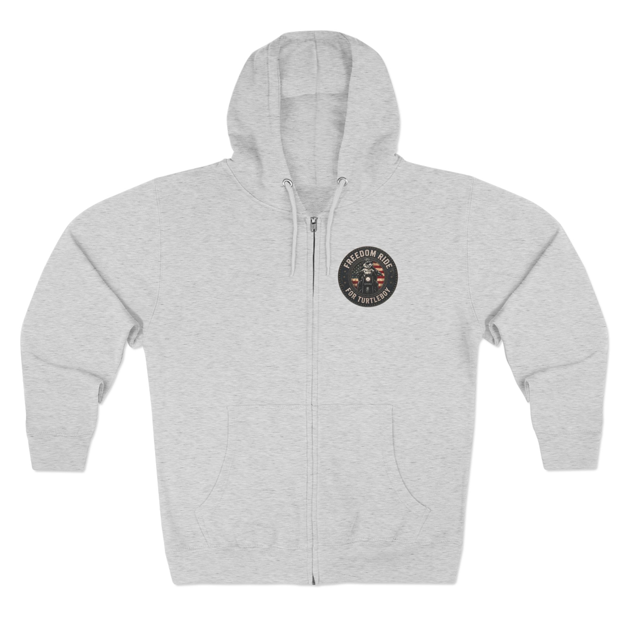 Freedom Ride for Turtleboy (Riders Wearing Gray) - Pocket and Back Design Unisex Zip Hoodie - Image 25