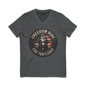 Freedom Ride for Turtleboy (Riders Wearing Gray) - Unisex Jersey V-Neck Tee