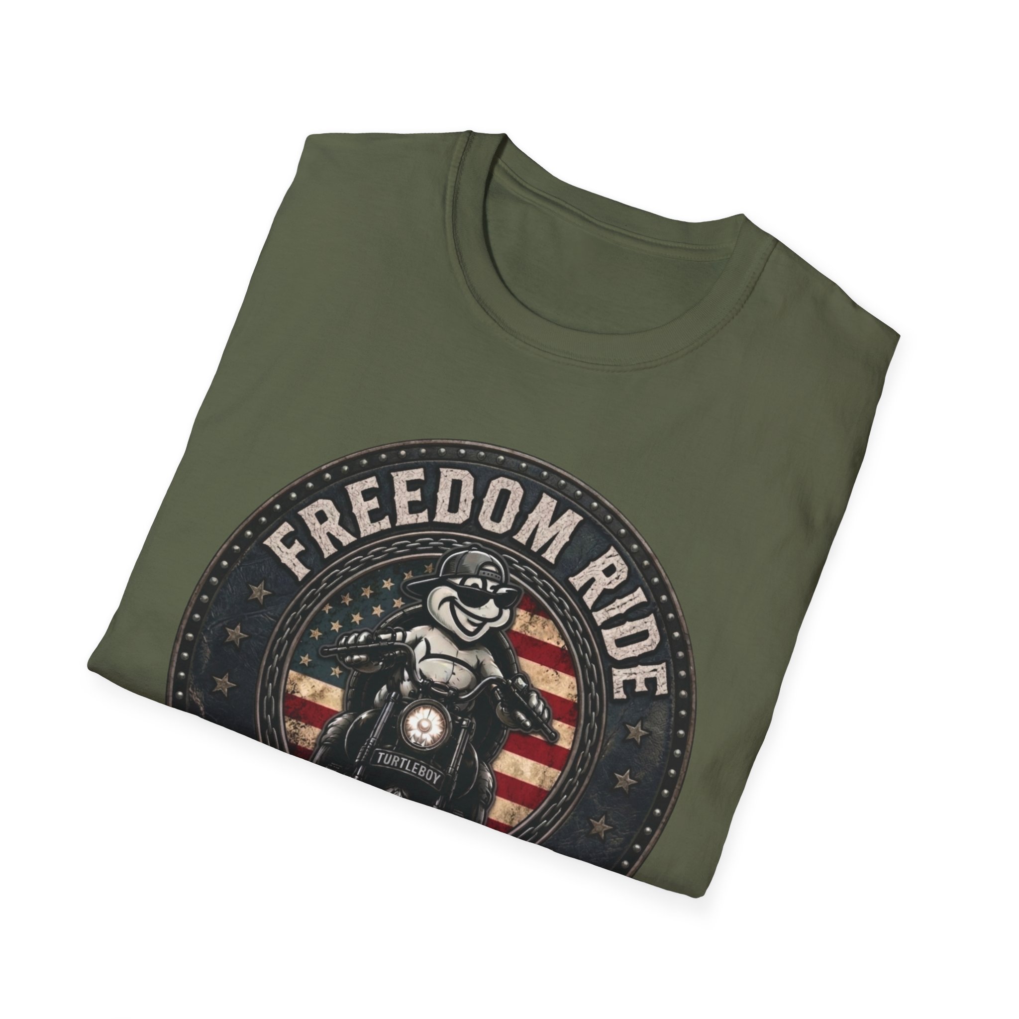 Freedom Ride for Turtleboy (Riders Wearing Gray) - Unisex Softstyle T-Shirt - Image 23