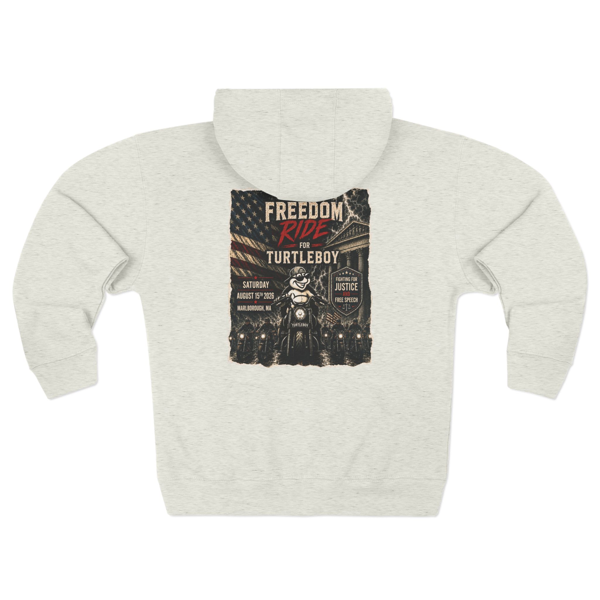 Freedom Ride for Turtleboy (Riders Wearing Gray) - Pocket and Back Design Unisex Zip Hoodie - Image 14