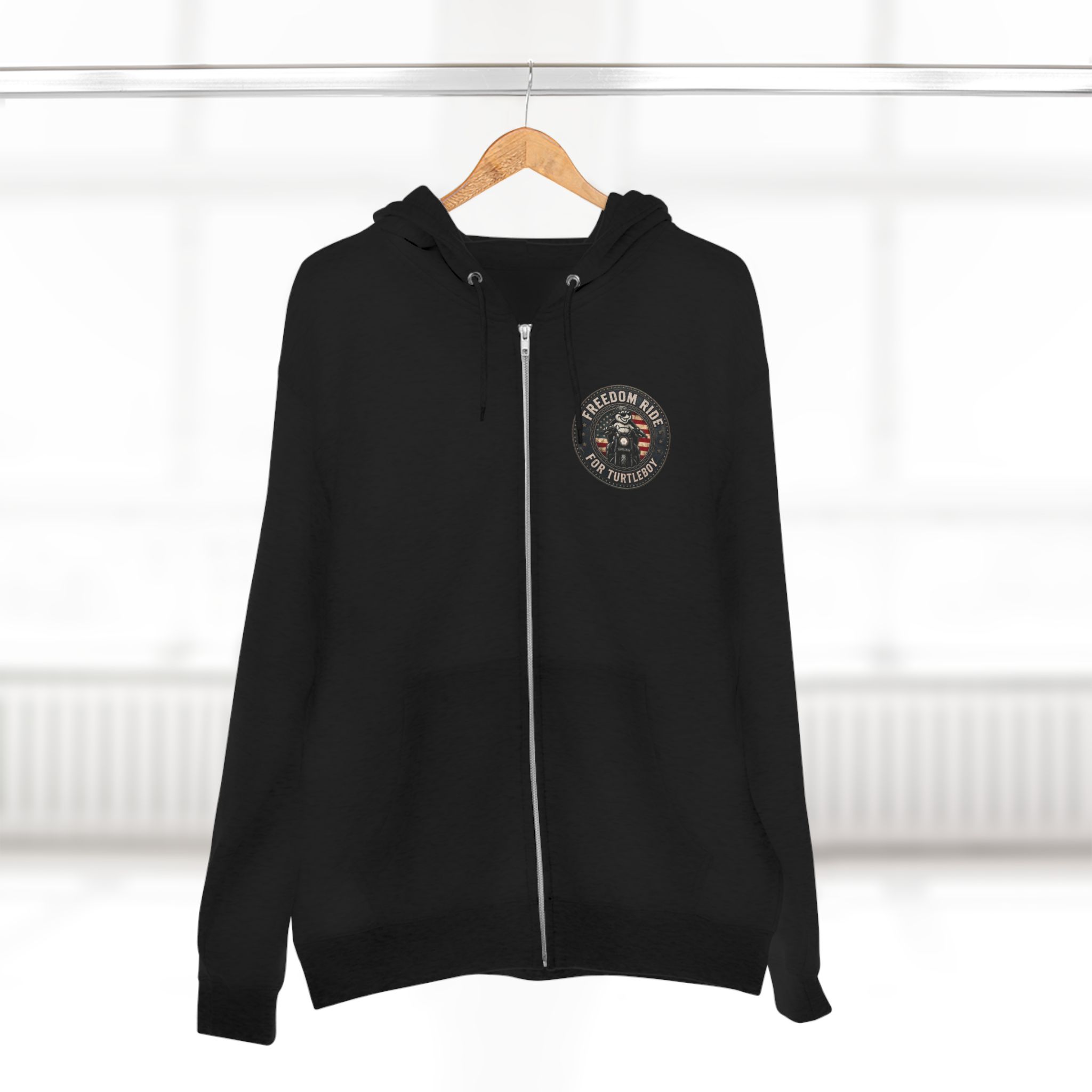 Freedom Ride for Turtleboy (Riders Wearing Gray) - Pocket and Back Design Unisex Zip Hoodie - Image 24