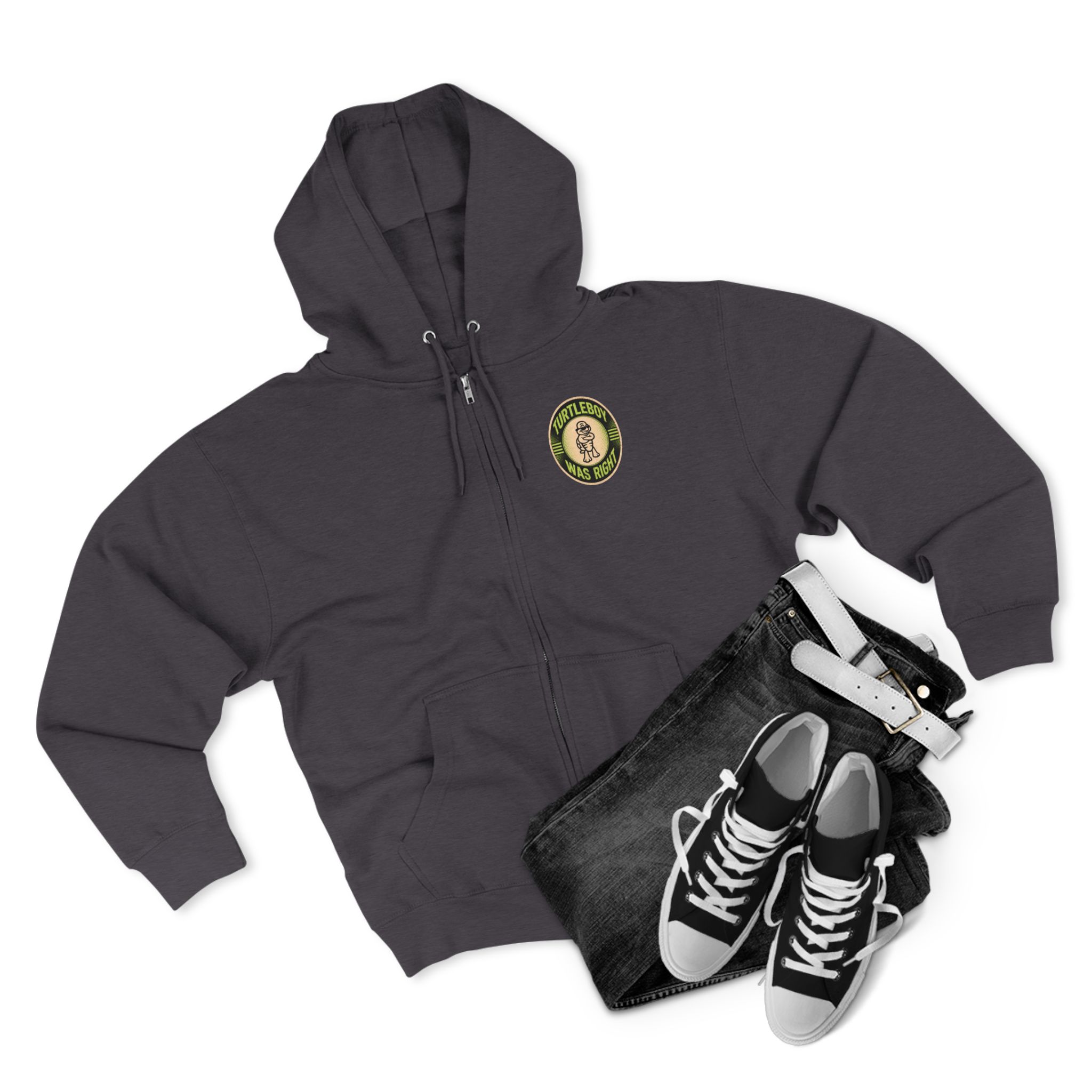 Turtleboy was Right Oval - Pocket and Back Design Unisex Zip Hoodie - Image 19