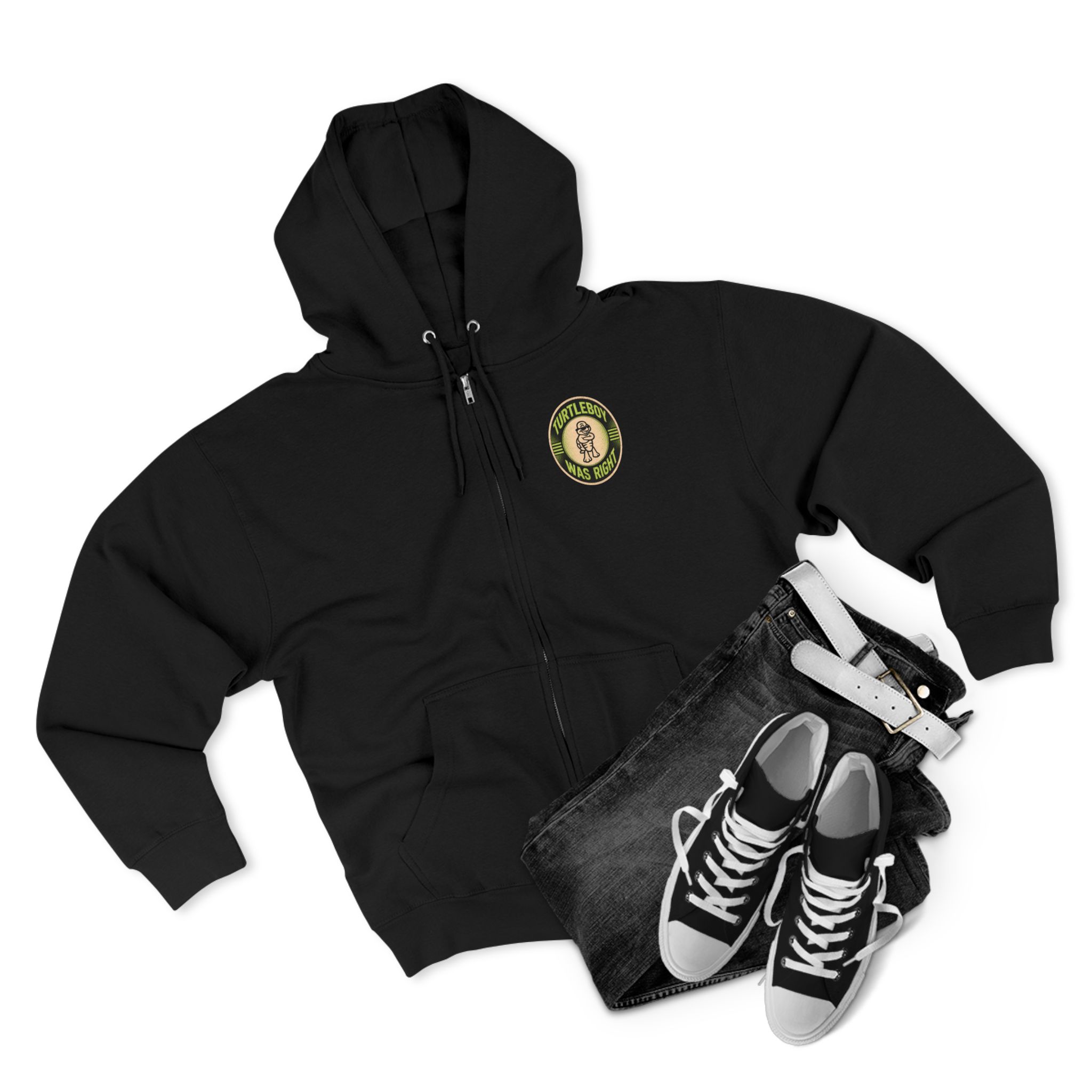 Turtleboy was Right Oval - Pocket and Back Design Unisex Zip Hoodie - Image 23