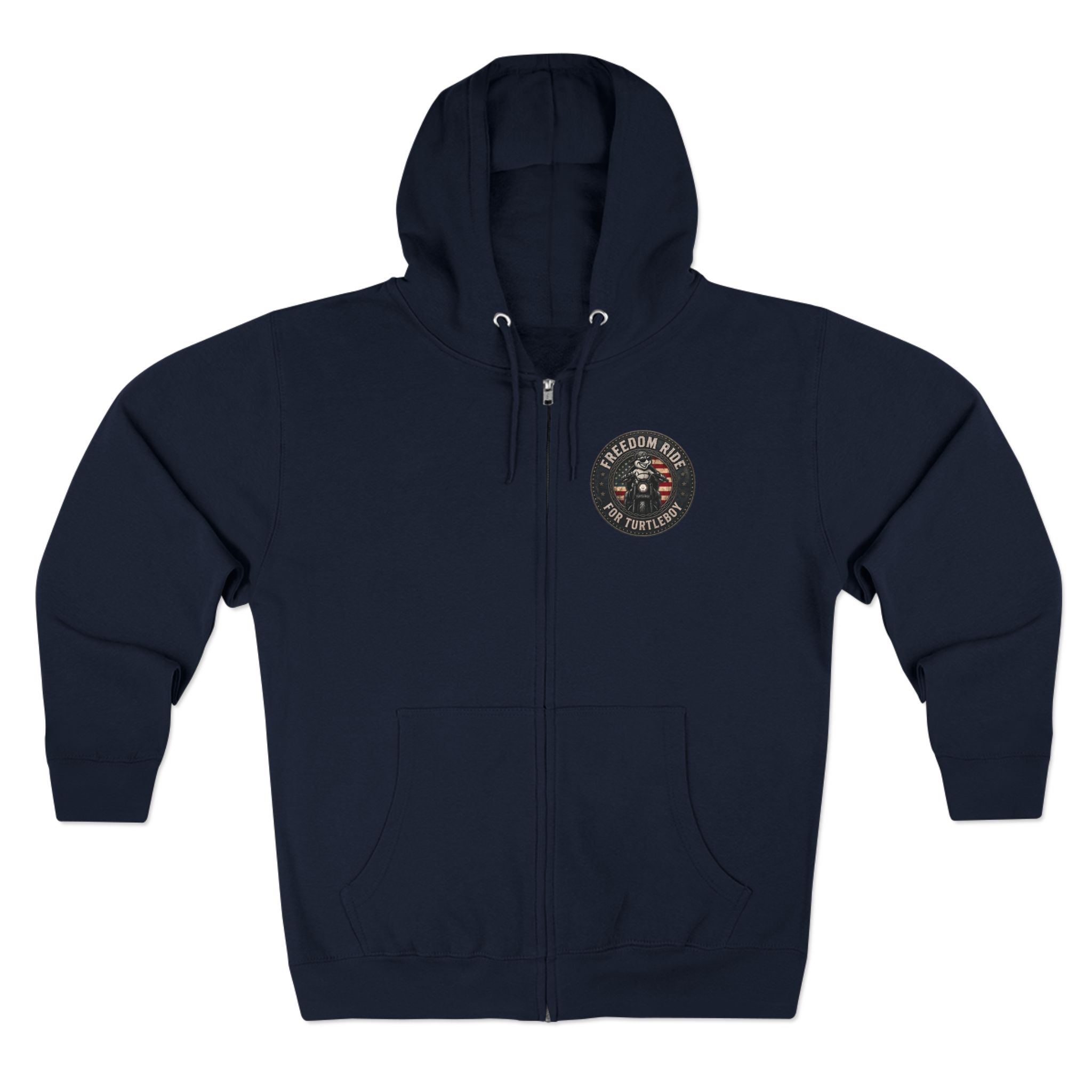Freedom Ride for Turtleboy (Riders Wearing Gray) - Pocket and Back Design Unisex Zip Hoodie - Image 5