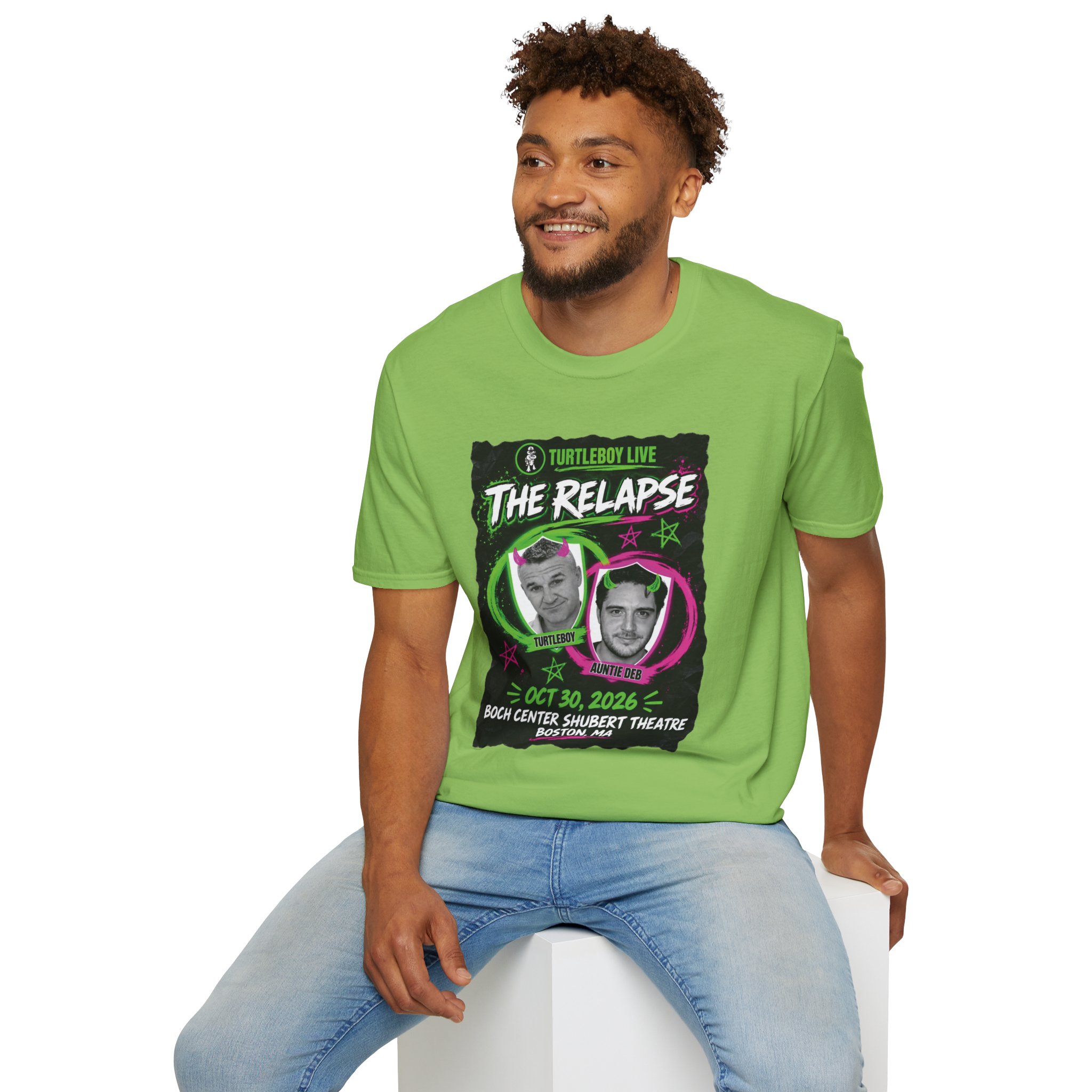 Turtleboy: The Relapse - Front Main Design & Logo Back - Unisex Softstyle T-Shirt - Image 49