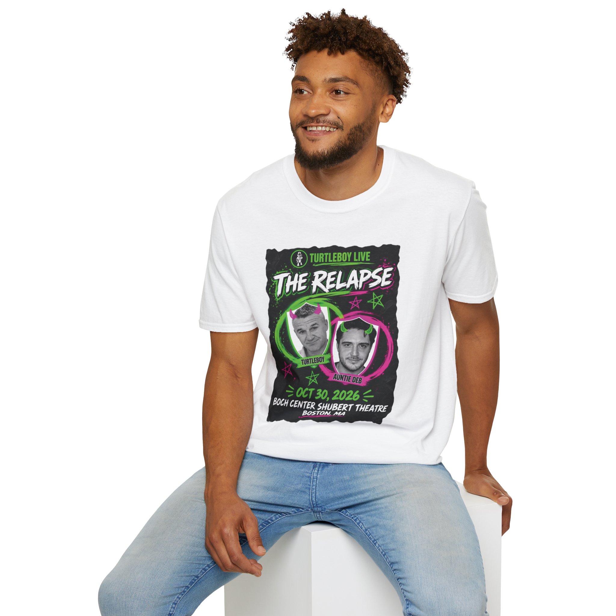 Turtleboy: The Relapse - Front Main Design & Logo Back - Unisex Softstyle T-Shirt - Image 29
